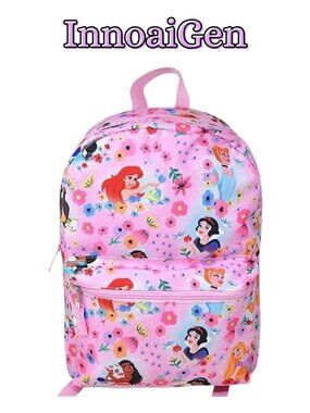 NWT Disney Princess Pink School Backpack Ariel Snow White Jasmine Belle Moana OS